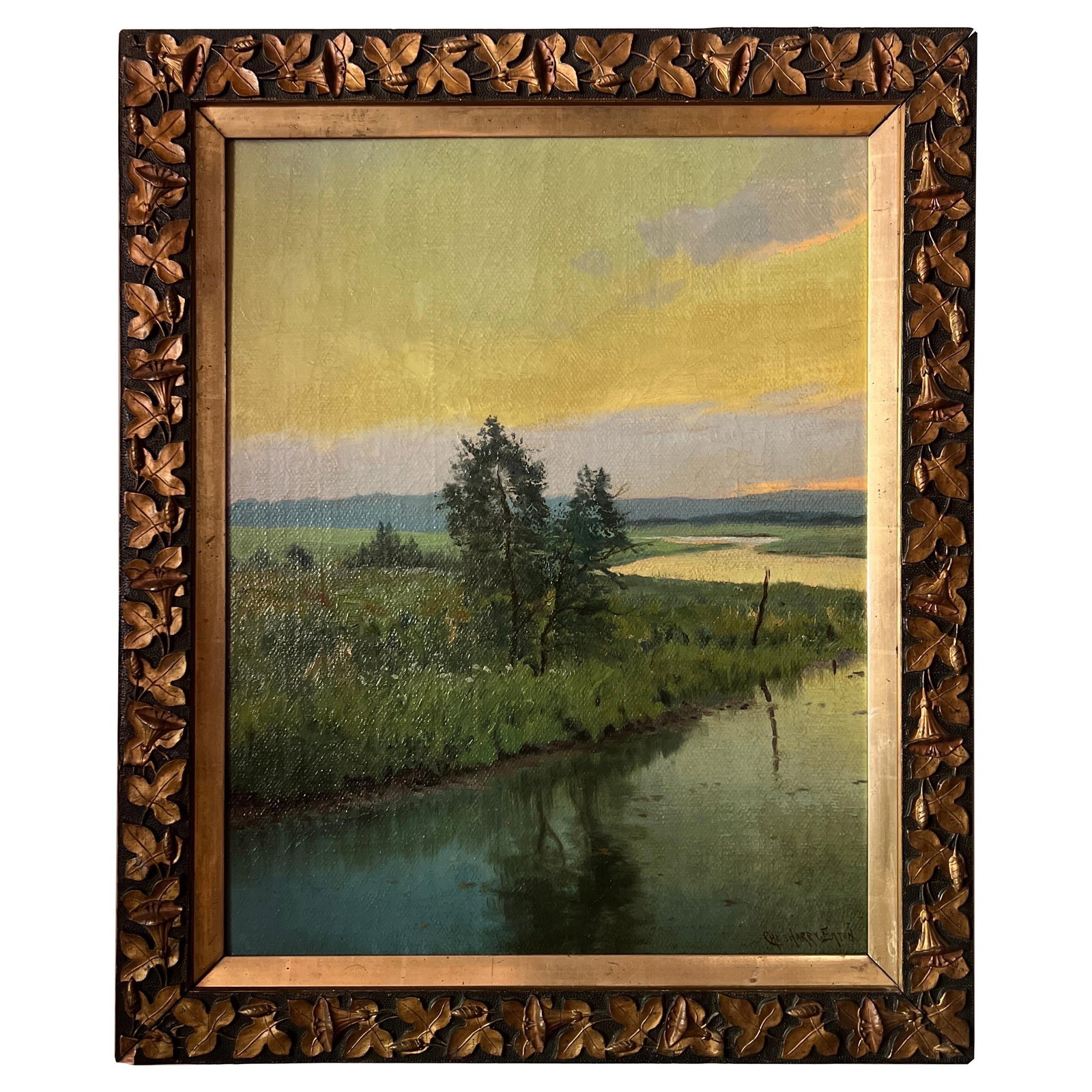 Charles Harry Eaton Marsh Landscape Late 19th Century Oil on Canvas (1 of 9)