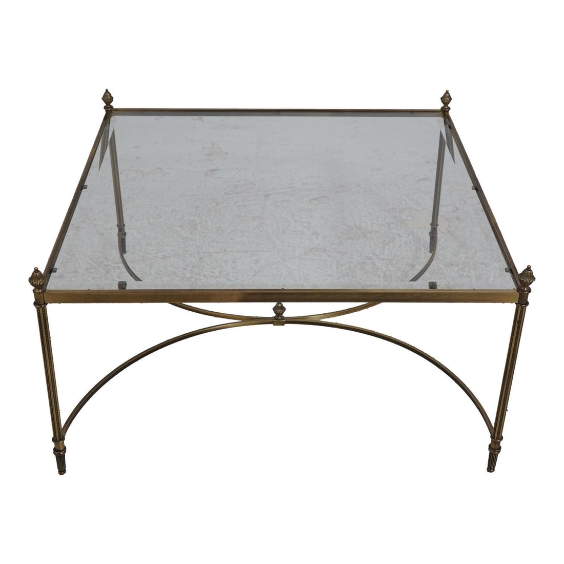 Vintage Neoclassical Brass and Glass Coffee Table 35x35x19: Vintage Neoclassical Brass and Glass Coffee Table 35x35x19 This Vintage Neoclassical Janson Style Coffee Table showcases exquisite craftsmanship and timeless design, making it a perfect addition to an