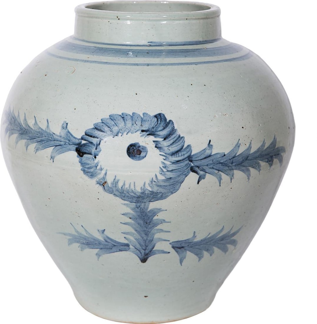Rustic European Style Hand-Crafted Ceramic Weed Flower Jar 16 x 15 x 15 (1 of 2)