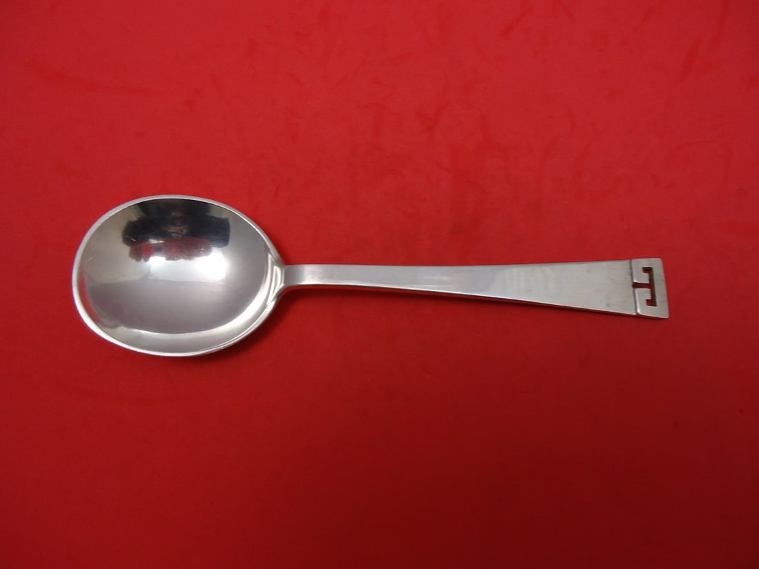 Allan Adler Chinese Key Sterling Silver Cream Soup Spoon 6 5/8 Modernism (1 of 1)