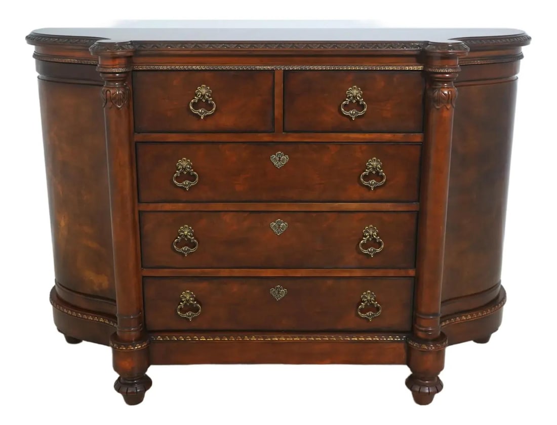 Large Mahogany Dresser Chest with Carved Details and Panel Doors (1 of 10)