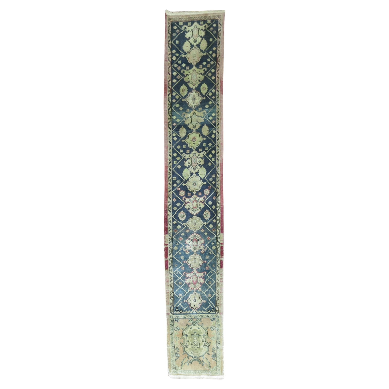 Vintage Turkish Anatolian Eclectic Runner 21x124 Wool Directoire Style: Vintage Turkish Anatolian Eclectic Runner 21x124 Wool Directoire Style This exquisite vintage Turkish runner from the Zabihi Collection features an eclectic design with unique motifs and captivating c