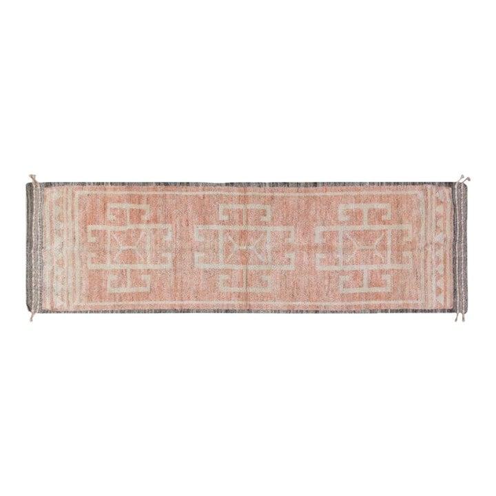 Pink Wool Hand-Knotted Moroccan Rug 2'8 x 9' Modern Artisan Design (1 of 4)