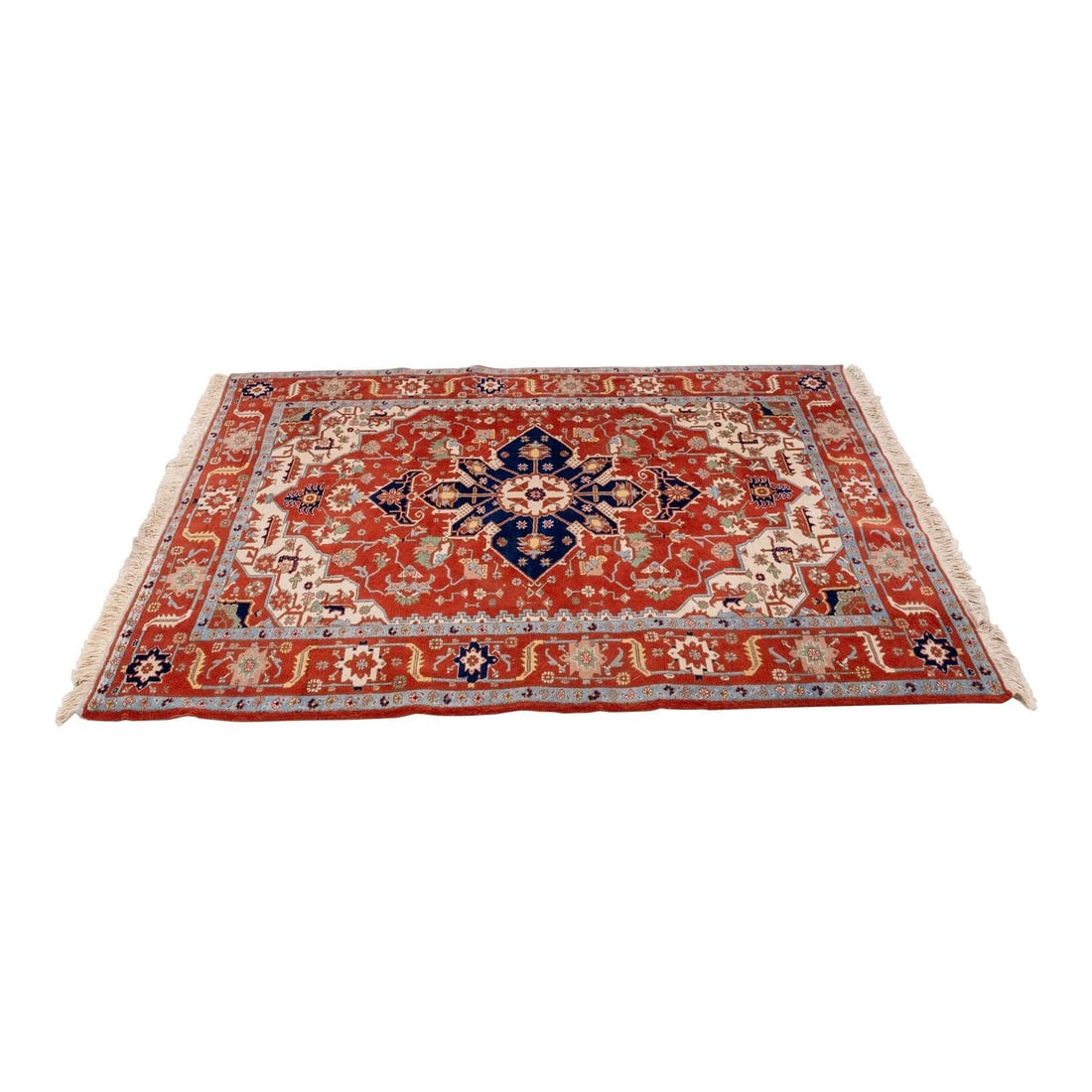 Vintage 5x6 Hand Woven 100% Wool Oriental Rug: Vintage 5x6 Hand Woven 100% Wool Oriental Rug This exquisite vintage hand-woven Oriental rug measures approximately 5x6 feet and boasts a rich history of around 70 years. Crafted from 100% wool, it fe