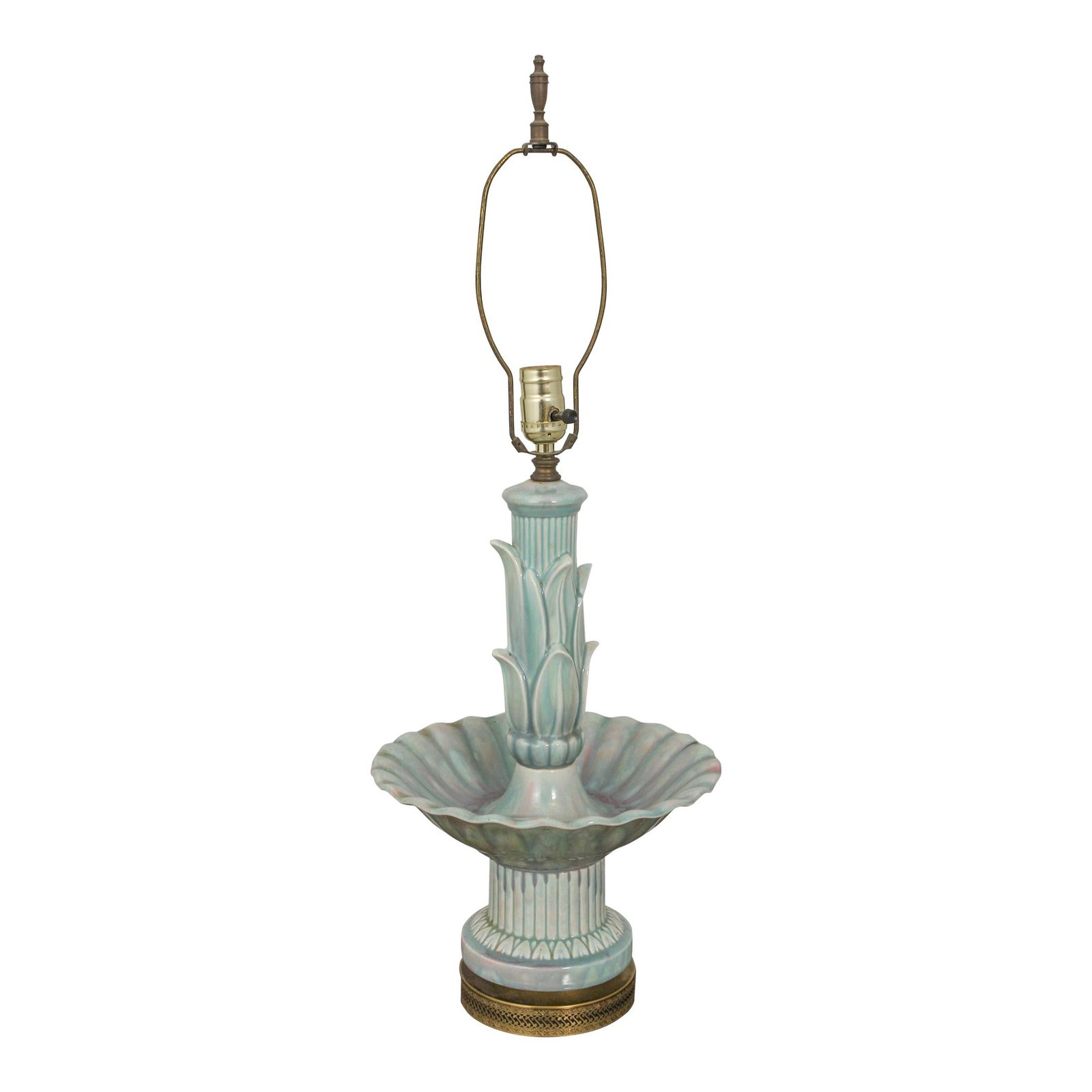 Vintage 1950 Blue Pottery Table Lamp High Quality Construction (1 of 10)