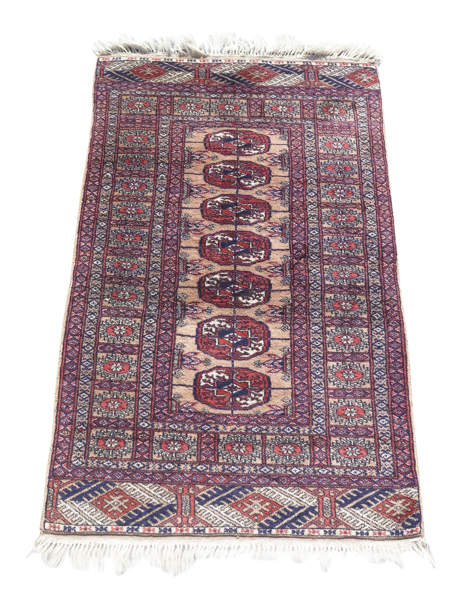 1940s Vintage Persian Throw Rug Red 42 x 24 Hand Woven: 1940s Vintage Persian Throw Rug Red 42 x 24 Hand Woven This exquisite 1940s Vintage Persian Throw Rug measures 2' x 3'6'' and showcases a rich red color. It features a tight hand-woven knot with a con
