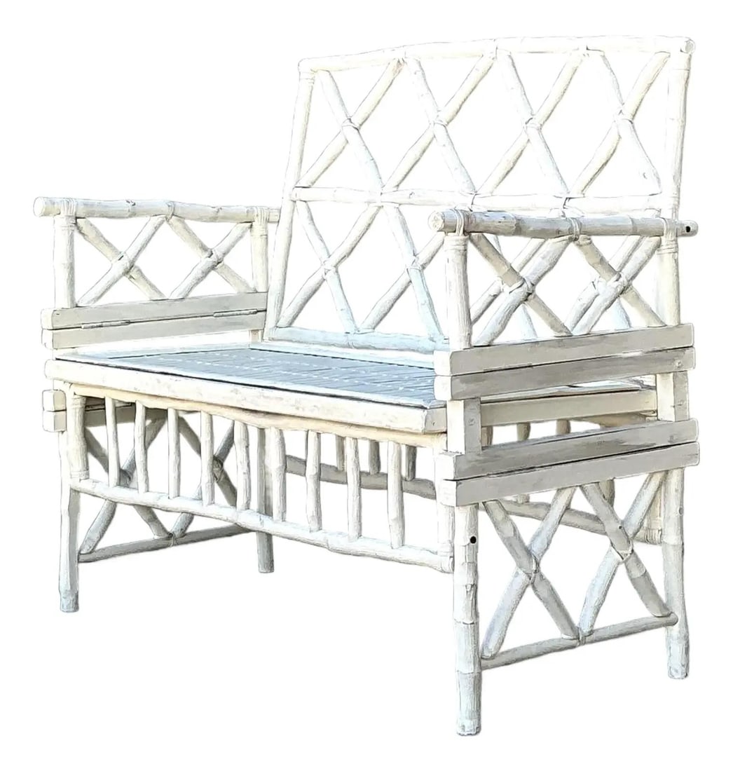 Faux Bois Wood Settee with Diamond Trellis Back (1 of 10)