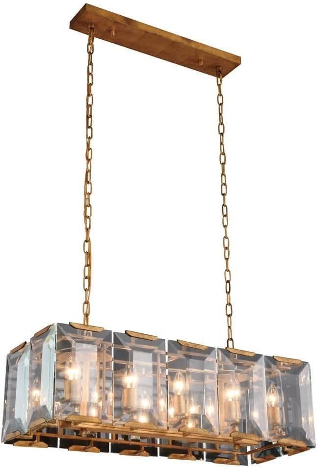Elegant Lighting Monaco Collection Bowl Chandelier Gold Iron Emerald-Cut Glass (1 of 1)