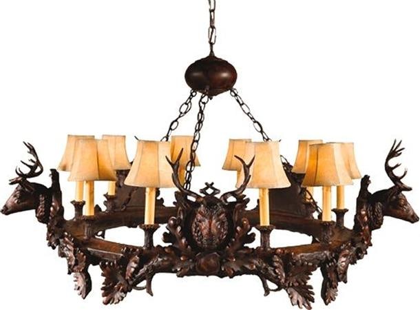 Lodge Style USA-Made Deer Heads Chandelier by OK Casting: Lodge Style USA-Made Deer Heads Chandelier by OK Casting This item is made at time of order. Please allow 42 to 70 days for production. Illuminate your space with this stunning USA-Made Deer Heads Cha