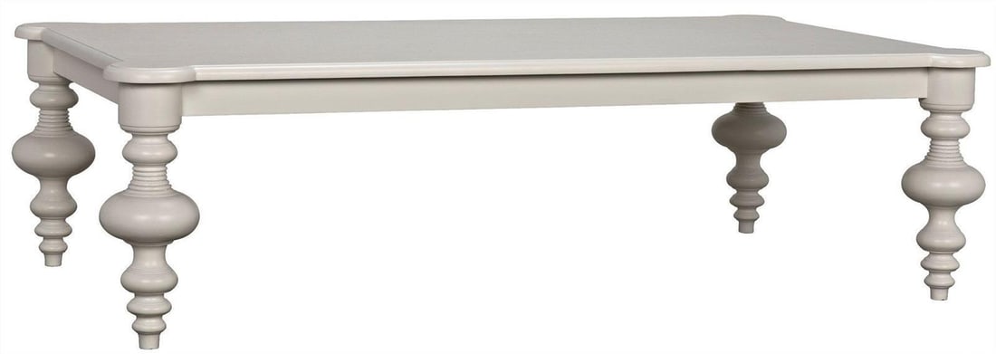 Graff Coffee Table by Noir Solid White Mahogany Transitional Style - 4