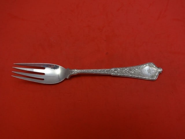 Tiffany & Co. Persian Sterling Silver Fish Fork 7 Inch: Tiffany & Co. Persian Sterling Silver Fish Fork 7 Inch Elevate your dining experience with this exquisite Persian fish fork by Tiffany & Co. Crafted from high-quality sterling silver, this 7" fork fea