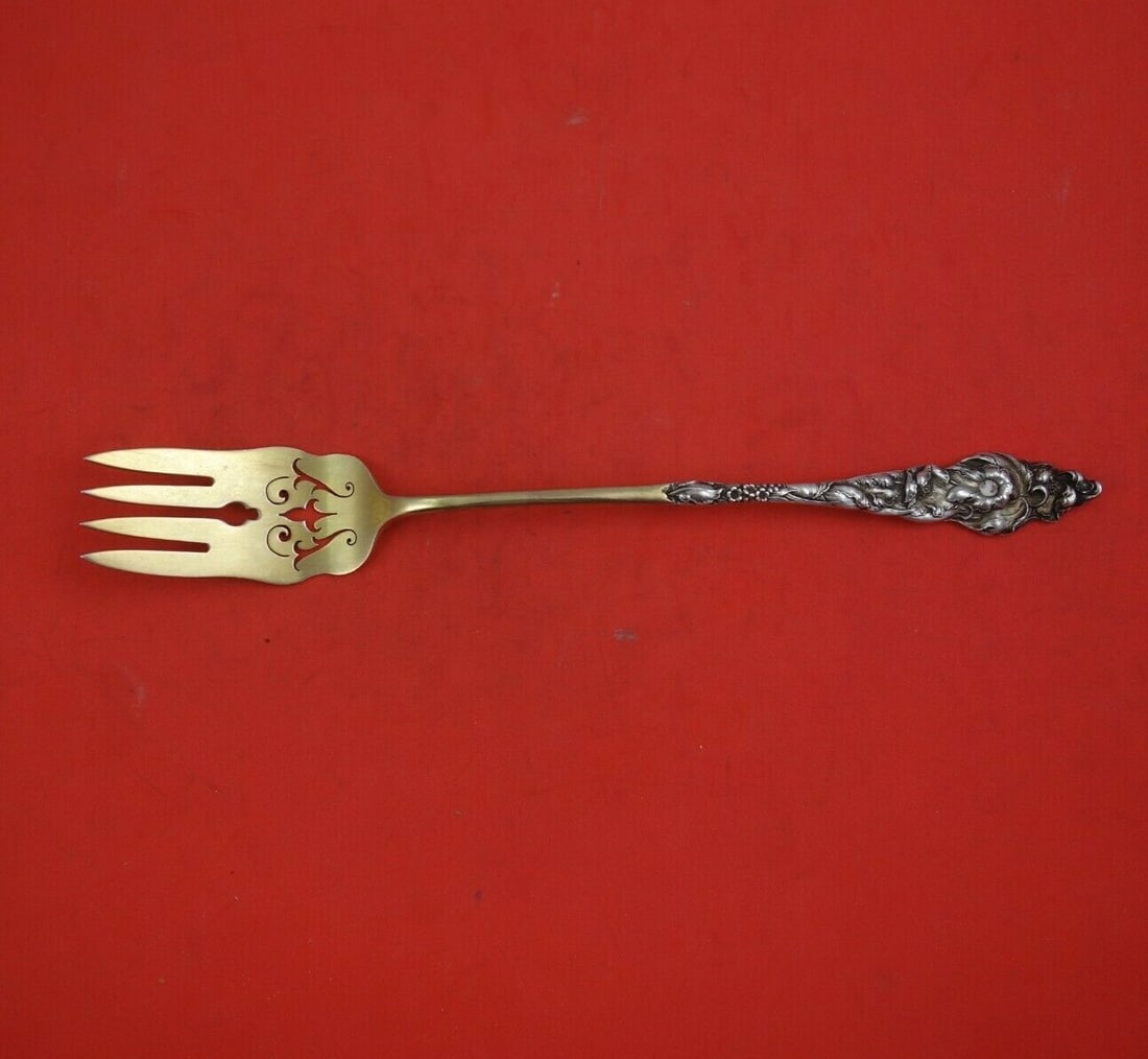 Reed & Barton Les Six Fleurs Sterling Silver 4-Tine Meat Fork 9 Inch (1 of 3)