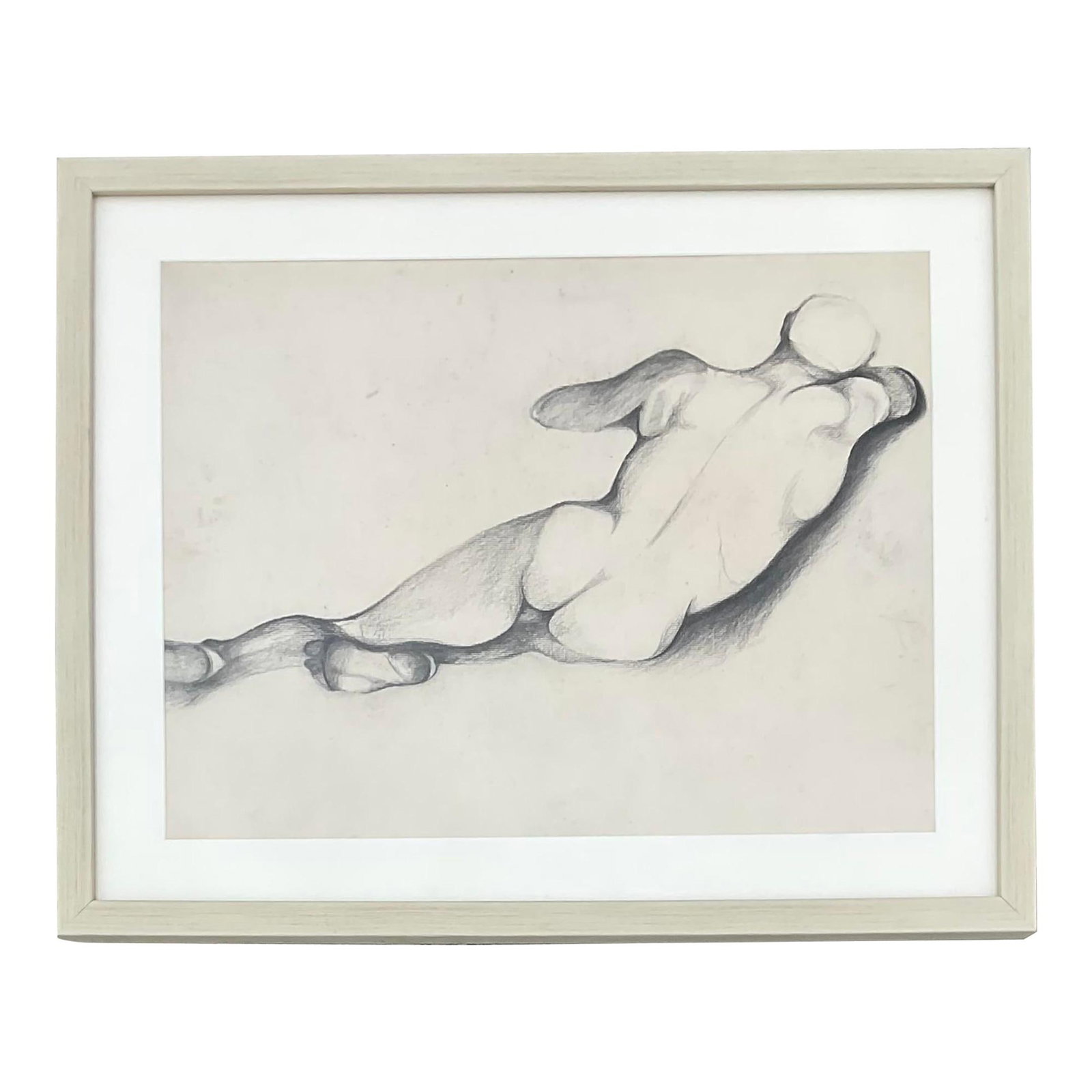 Vintage Boho 1930s Framed Pencil Sketch of Reclining Male (1 of 7)