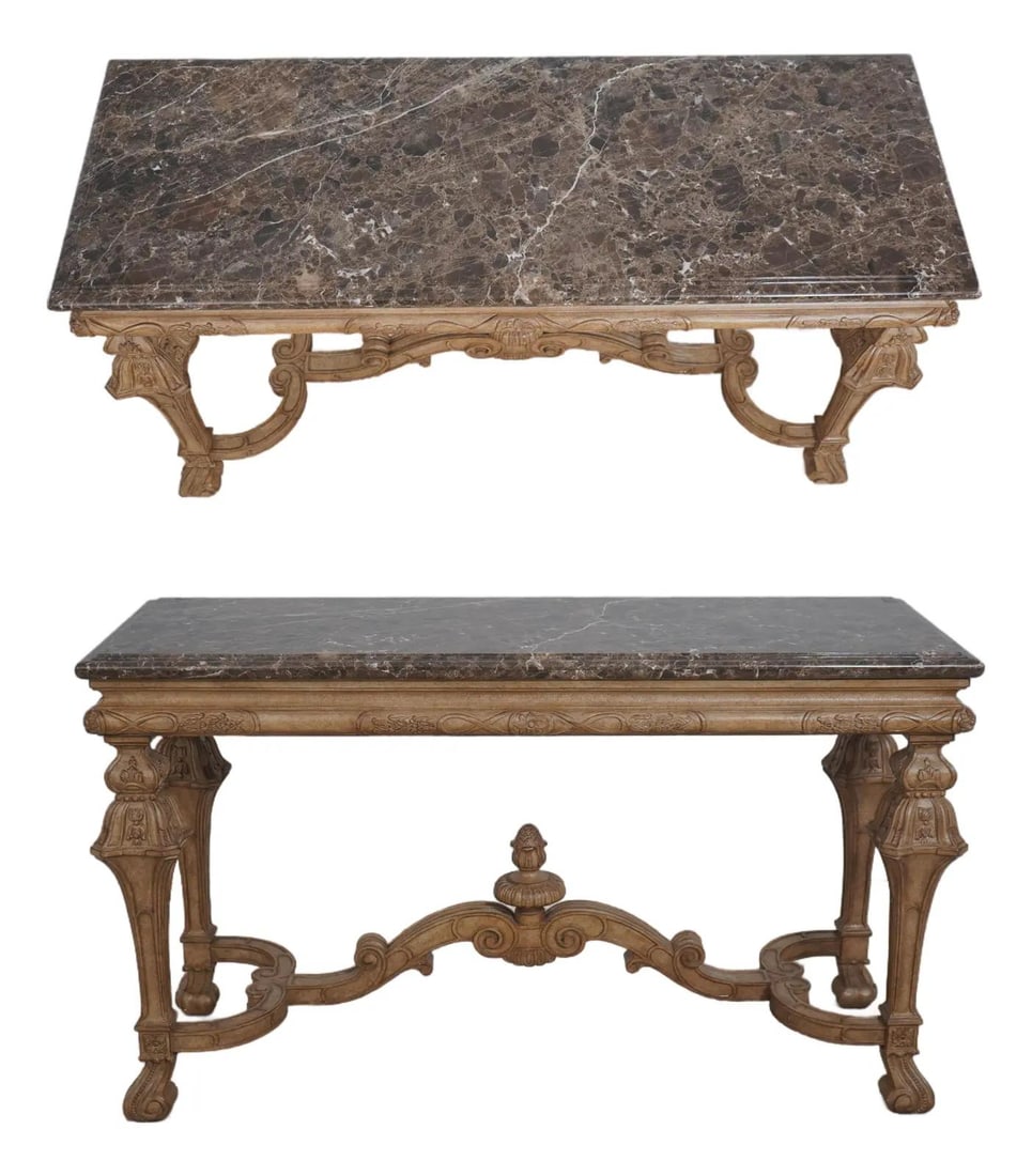 Italian Louis XVI Style Marble Top Carved Table (1 of 10)