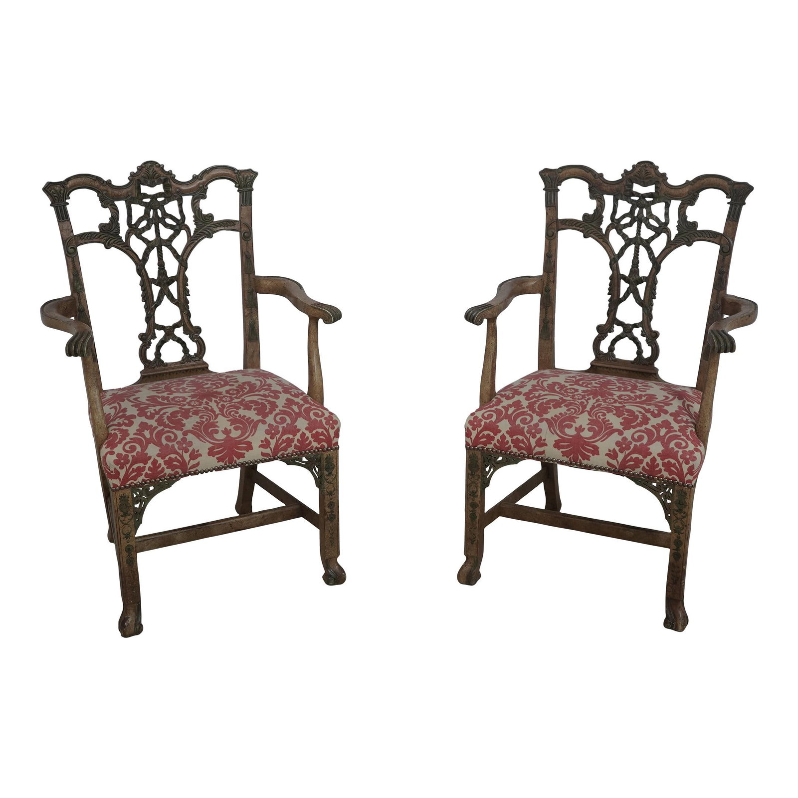 Georgian Style Pair of Hickory Chair Painted Armchairs (1 of 10)