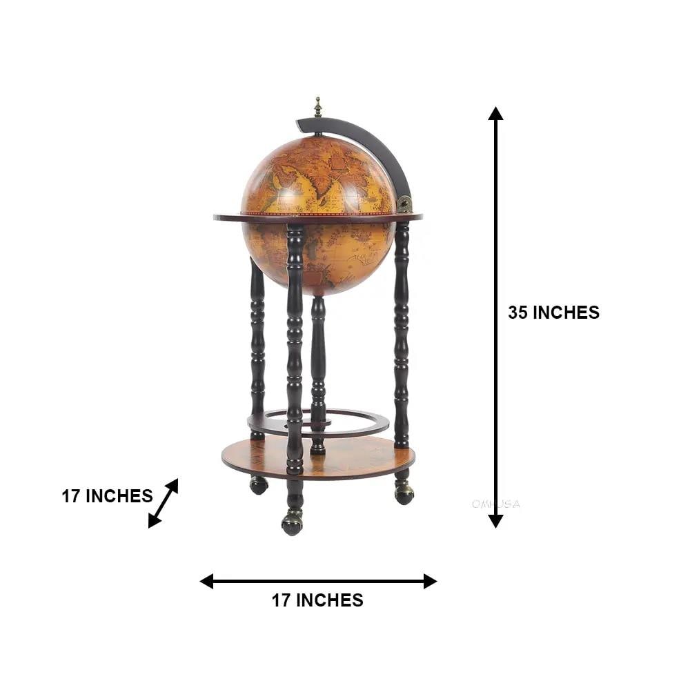 Mahogany Globe Bar with Hidden Drink Cabinet: Mahogany Globe Bar with Hidden Drink Cabinet This exquisite vintage-style globe bar is crafted from mahogany and features a beautifully decorated interior in dark red. The globe bar stands at a height