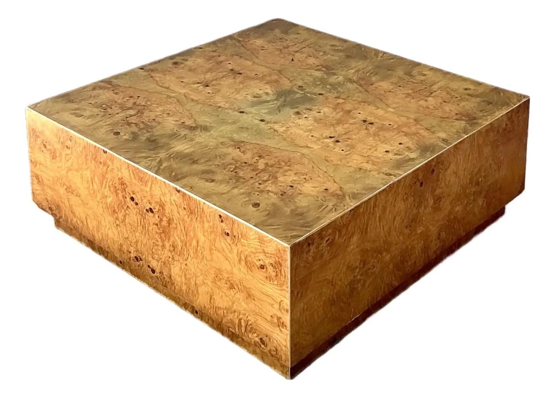 Book Matched Burlwood Veneer Plinth Coffee Table 40 Square (1 of 10)