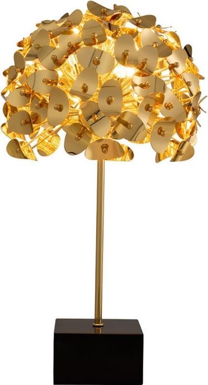 Kalco Aster Gold Finish 3-Light Table Lamp Dimmable Indoor: Kalco Aster Gold Finish 3-Light Table Lamp Dimmable Indoor Illuminate your space with this elegant three-light table lamp featuring a stunning gold finish. Crafted from durable brass and steel, this l