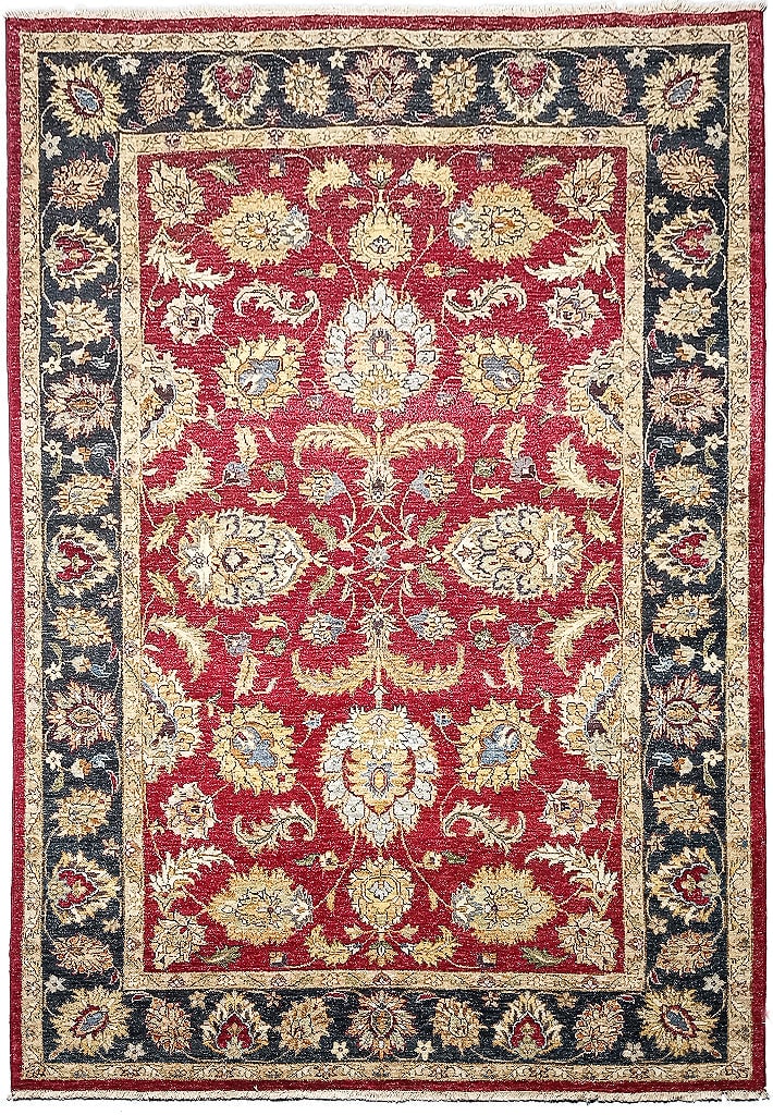 5'3" x 8' Handmade Organic Wool Vegetable Dyed Chobi Rug: 5'3" x 8' Handmade Organic Wool Vegetable Dyed Chobi Rug Free continental US Shipping Elevate your home decor with the 5'3" x 8' New Handmade Organic Wool Vegetable Dyed Chobi Rug, a stunning example 