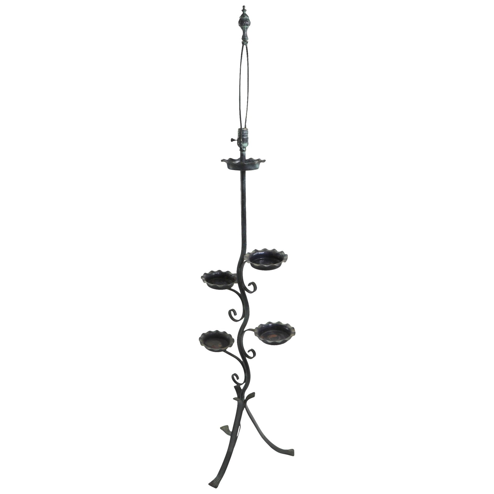 Salterini Naturalistic Iron Plant Stand Floor Lamp with Faux Verdigris Finish (1 of 10)