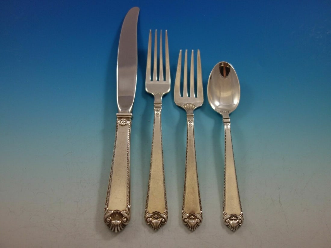 Tuttle Lamerie Sterling Silver 4-Piece Dinner Place Setting: Tuttle Lamerie Sterling Silver 4-Piece Dinner Place Setting This exquisite 4-piece dinner place setting features the elegant Lamerie pattern by Tuttle, crafted from high-quality sterling silver. The s