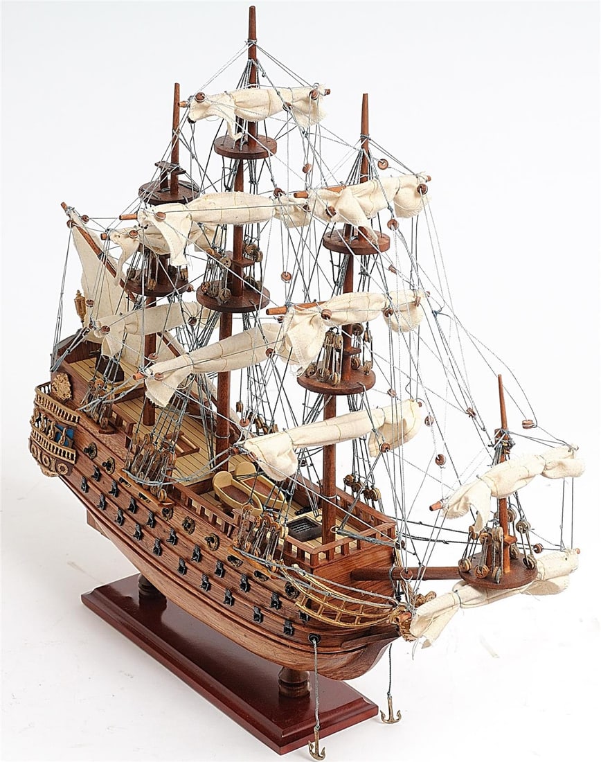 San Felipe Ship Model Replica Spanish Colonial Design Exotic Wood 18x19x7 (1 of 18)