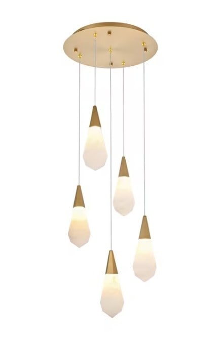 Amora 5-Light Satin Gold Alabaster Pendant Chandelier (1 of 9)