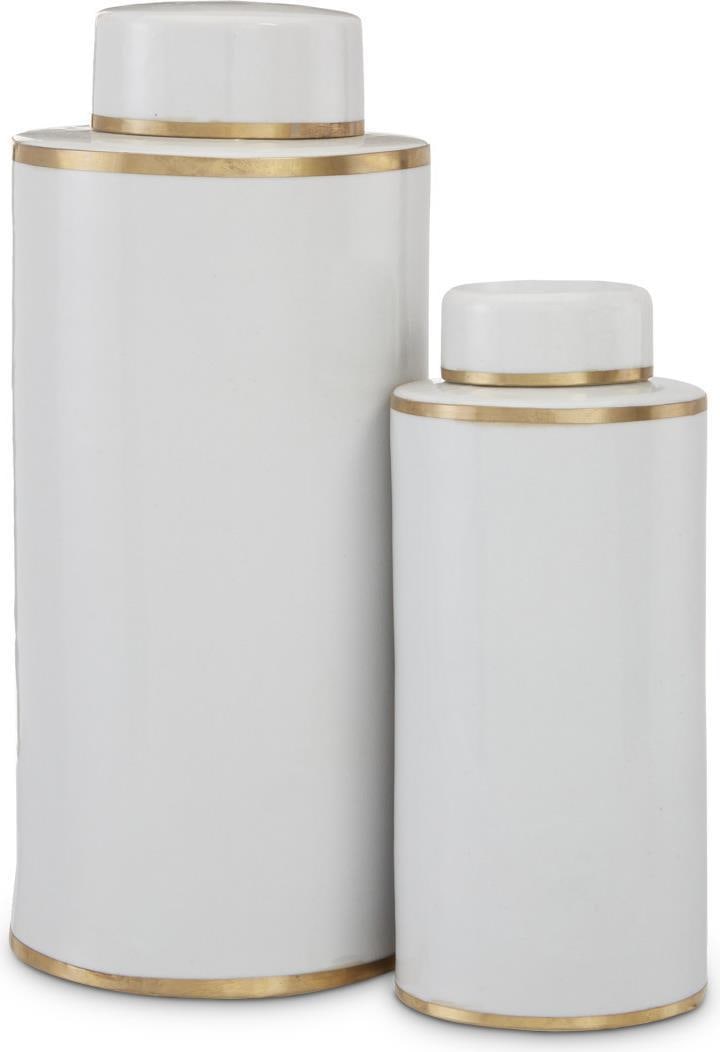 Brass Ivory Hand-Painted Brass Ceramic Tea Canister English Style (1 of 3)