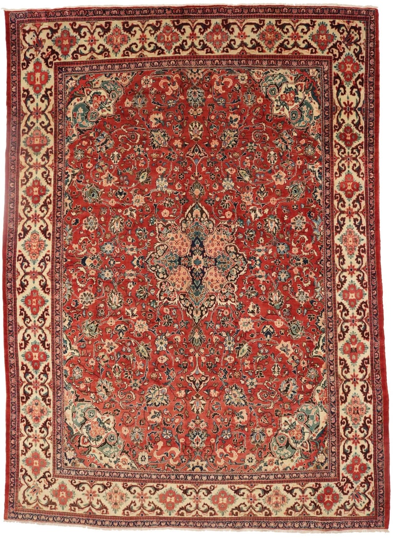 Hand-Knotted Wool Area Rug 10'2 x 14'3 Vintage Floral Medallion Western Asia: Hand-Knotted Wool Area Rug 10'2 x 14'3 Vintage Floral Medallion Western Asia This vintage hand-knotted area rug features an intricate floral medallion pattern in a traditional Oriental style. Crafted 