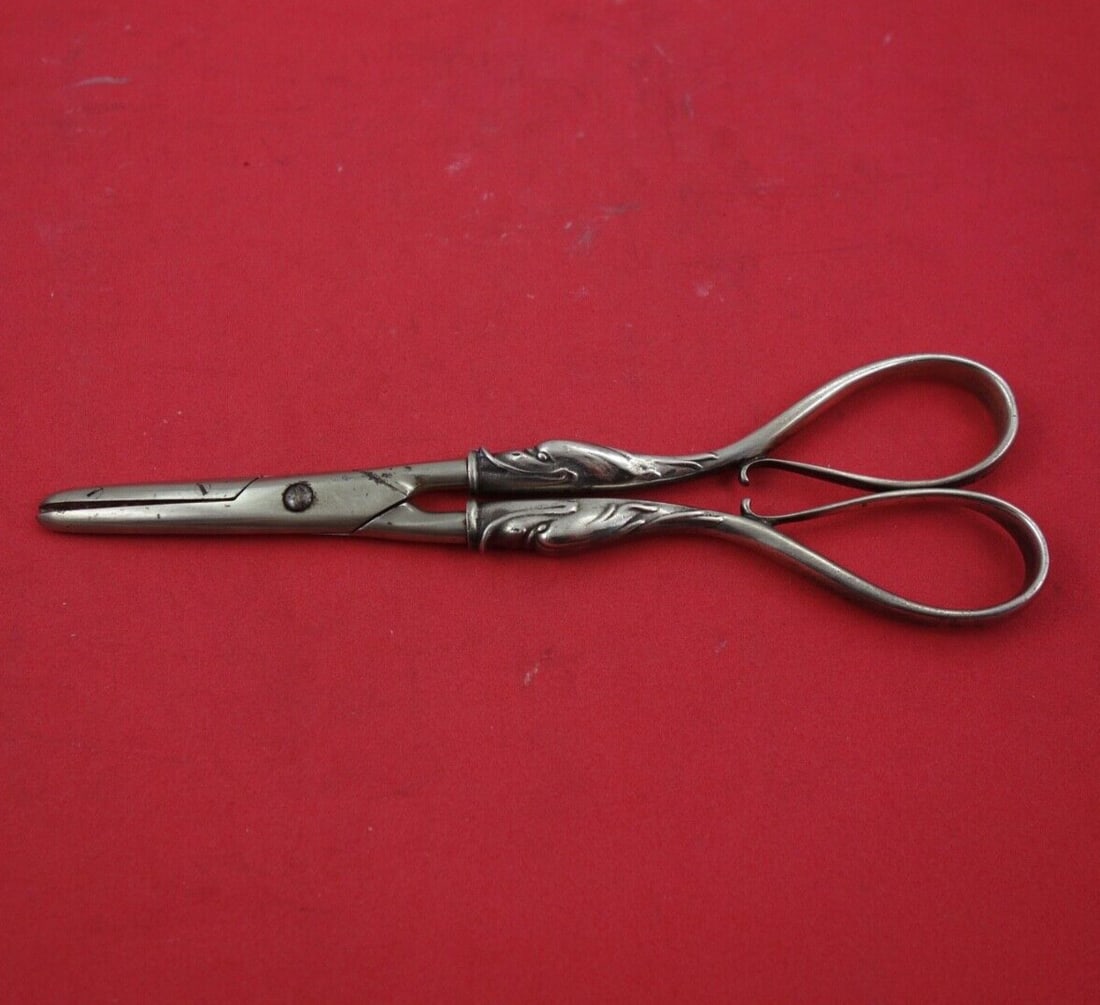 Dolphin Pattern Sterling Silver Grape Shears by Whiting 7 Inches (1 of 2)