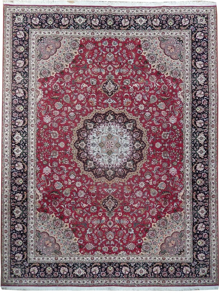 Authentic Persian Tabriz Rug 10 x 12.8 Handmade Wool Silk 400 KPSI Iran: Authentic Persian Tabriz Rug 10 x 12.8 Handmade Wool Silk 400 KPSI Iran Free continental US Shipping This authentic Persian Tabriz rug is a high-quality, hand-knotted piece crafted in Iran by skilled 