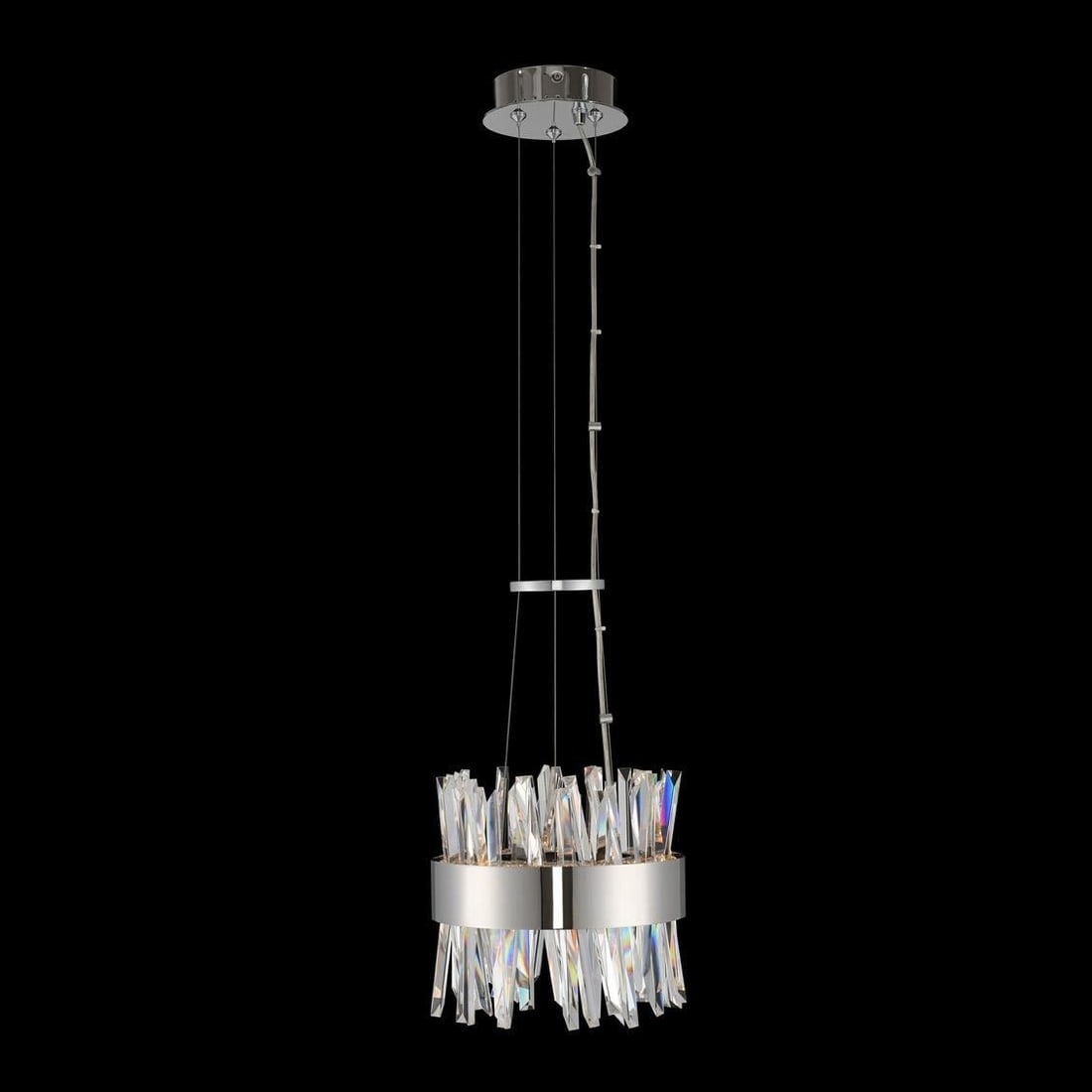 Kalco Glacier Chrome LED Mini Pendant Light 26W Dimmable Indoor: Kalco Glacier Chrome LED Mini Pendant Light 26W Dimmable Indoor Illuminate your space with the Glacier Polished Chrome LED Pendant Light, a stunning addition to any contemporary decor. Crafted from pl