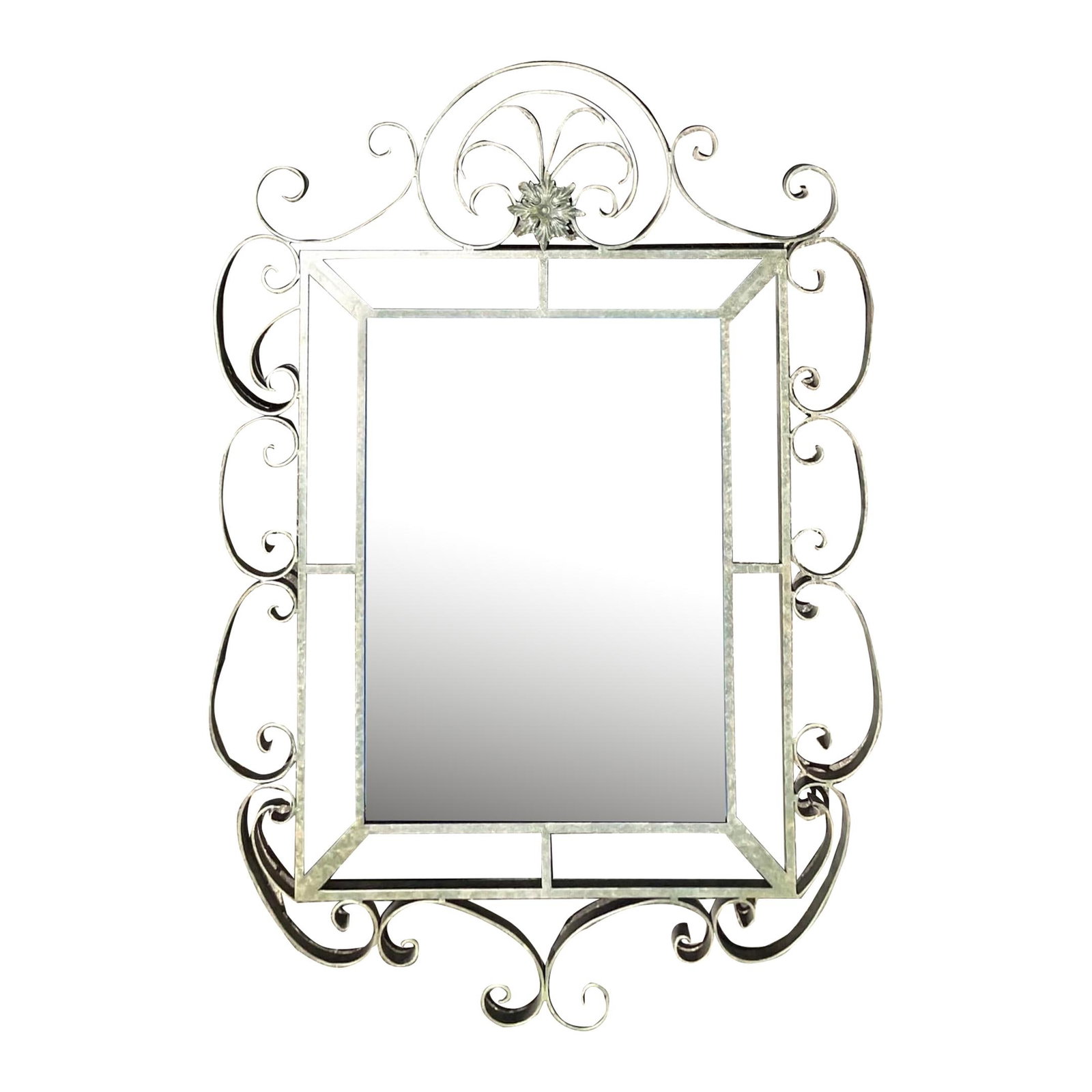 Vintage Regency Celadon Wrought Iron Mirror 54.5 x 75.5 (1 of 8)