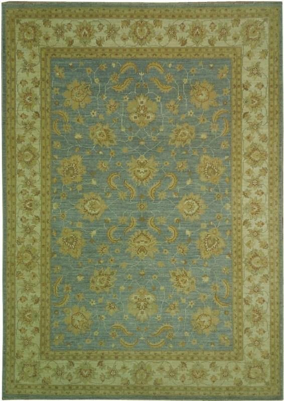 Sky Blue Chobi Peshawar Rug 6'11 x 9'6 Handcrafted Floral Wool (1 of 6)
