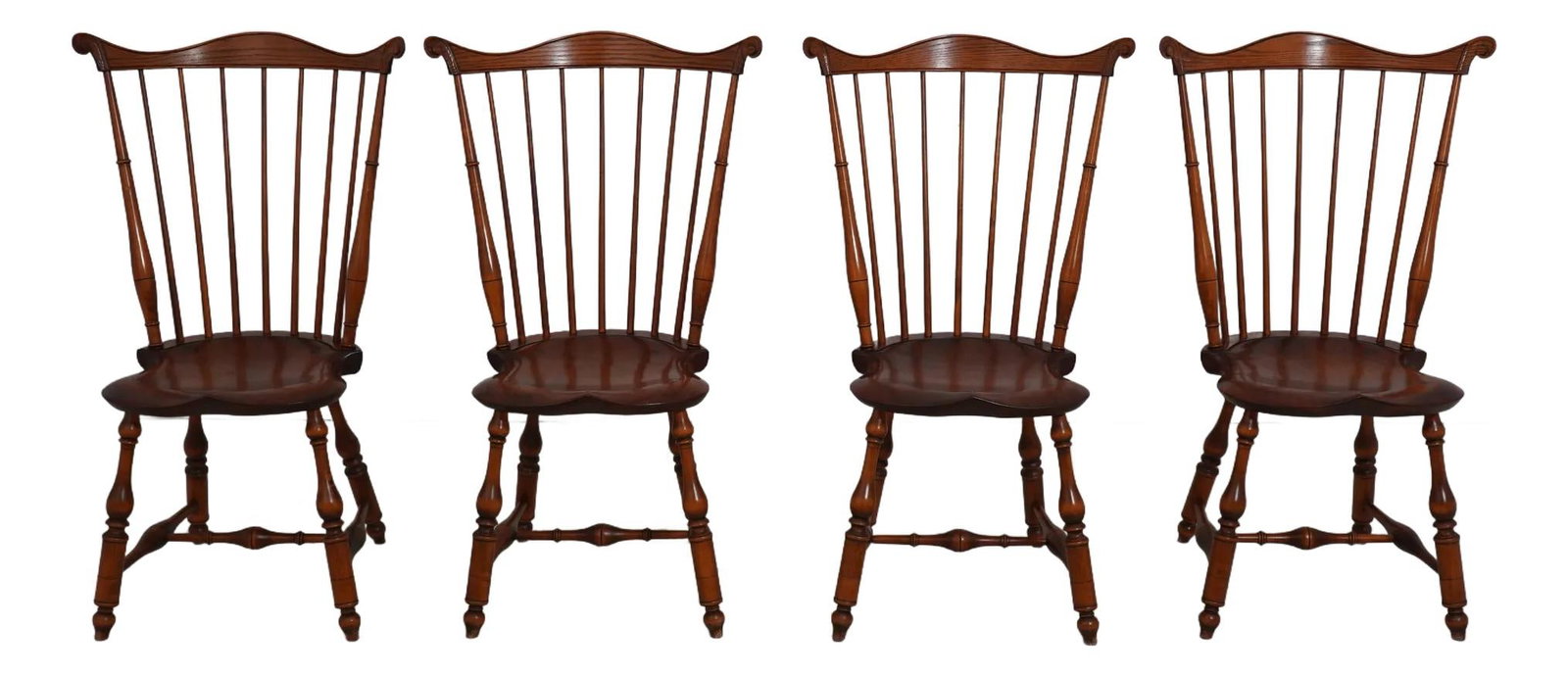 Set of 4 Dr Dimes Windsor Dining Chairs Brown Wood: Set of 4 Dr Dimes Windsor Dining Chairs Brown Wood This set of 4 Dr Dimes Fan Back Windsor Dining Side Chairs showcases a timeless design with a rich brown wood finish. Crafted with high-quality const