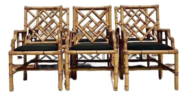 Set of 6 Vintage Coastal Vivai Del Sud Bamboo Fretwork Chairs (1 of 8)