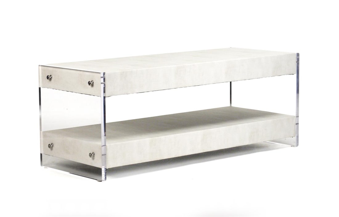 Contemporary Arctic Acrylic Square Coffee Table by Zentique: Contemporary Arctic Acrylic Square Coffee Table by Zentique Elevate your living space with this Stylish Arctic Acrylic Coffee Table from the Abella collection. This contemporary piece features a squar