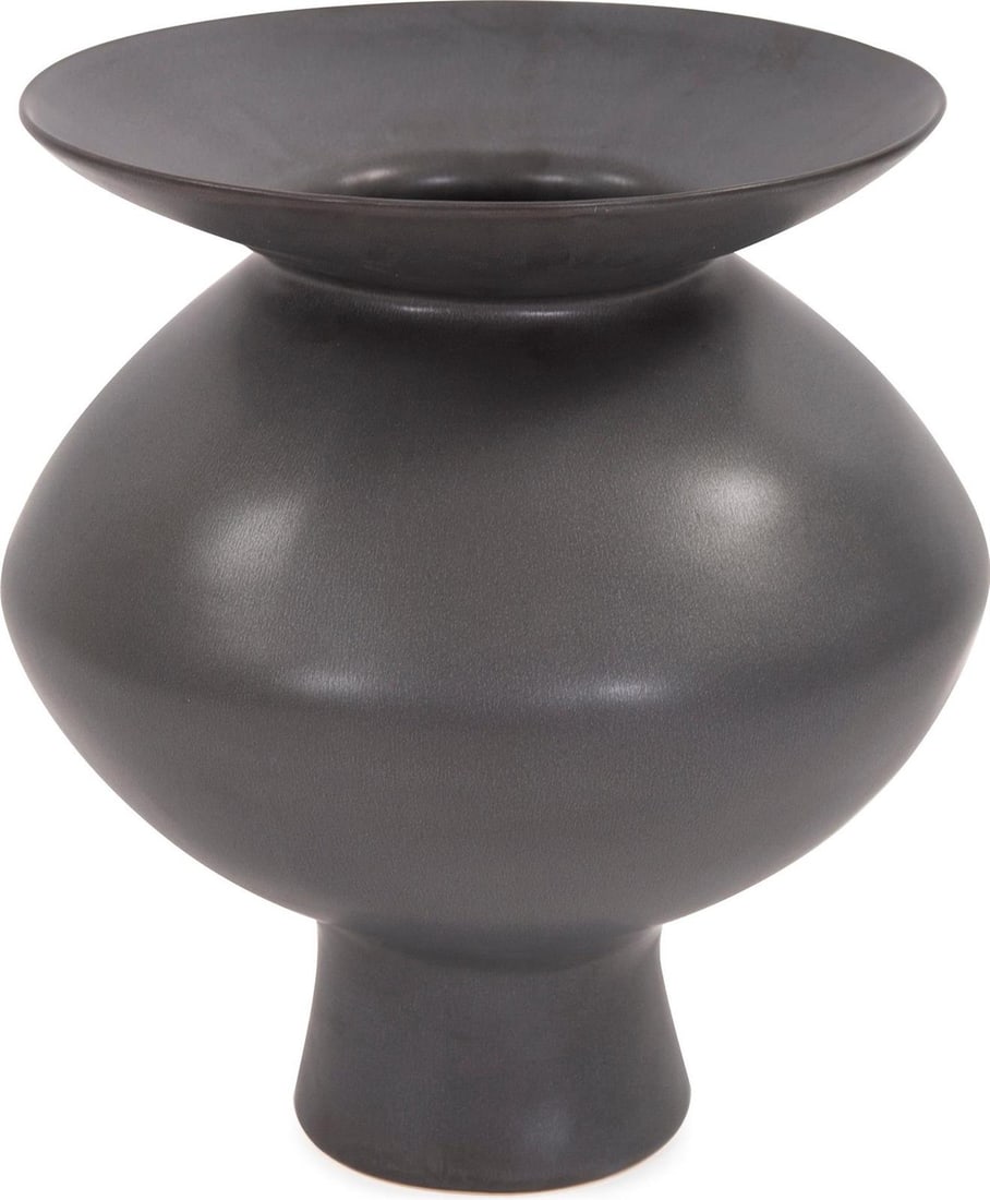 Howard Elliott 13.5 Inch Gray Ceramic Flared Vase: Howard Elliott 13.5 Inch Gray Ceramic Flared Vase Enhance your home decor with this stylish gray ceramic vase, perfect for any setting. The vase features a round shape with a flared design, crafted fr