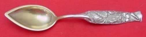Shiebler Flora Sterling Silver Grapefruit Spoon Gold Washed 5 3/4 Inch (1 of 1)