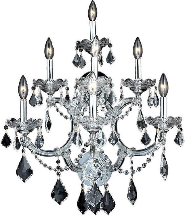 Elegant Lighting Maria Theresa Chrome Wall Sconce 7-Light Rococo Style: Elegant Lighting Maria Theresa Chrome Wall Sconce 7-Light Rococo Style Illuminate your space with the Classic Elegance Chrome Wall Sconce, a stunning addition to any decor. This wall sconce features a