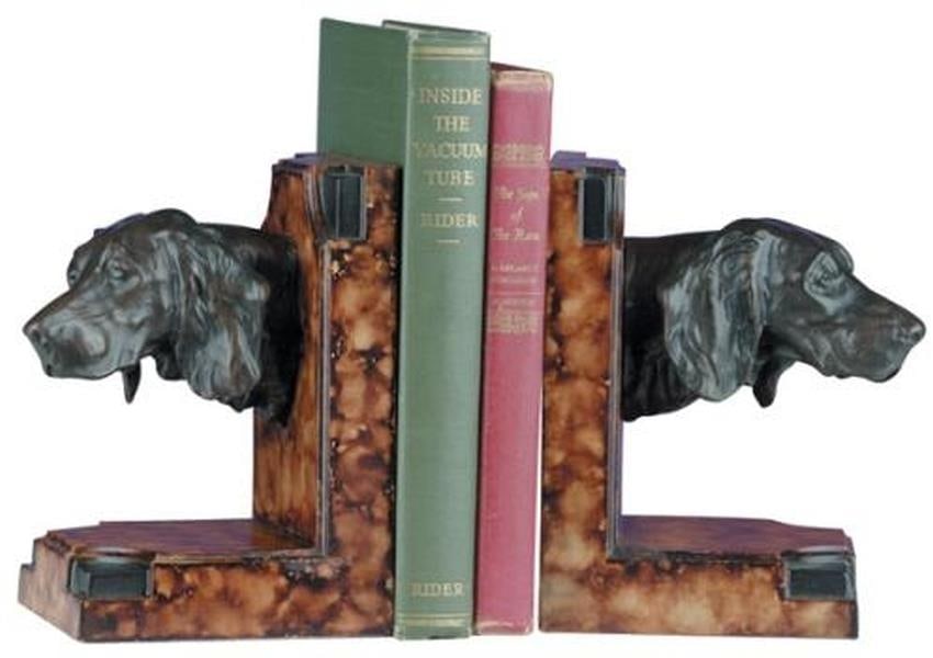 Elegant English Setter Head Resin Bookends Lodge Style (1 of 1)