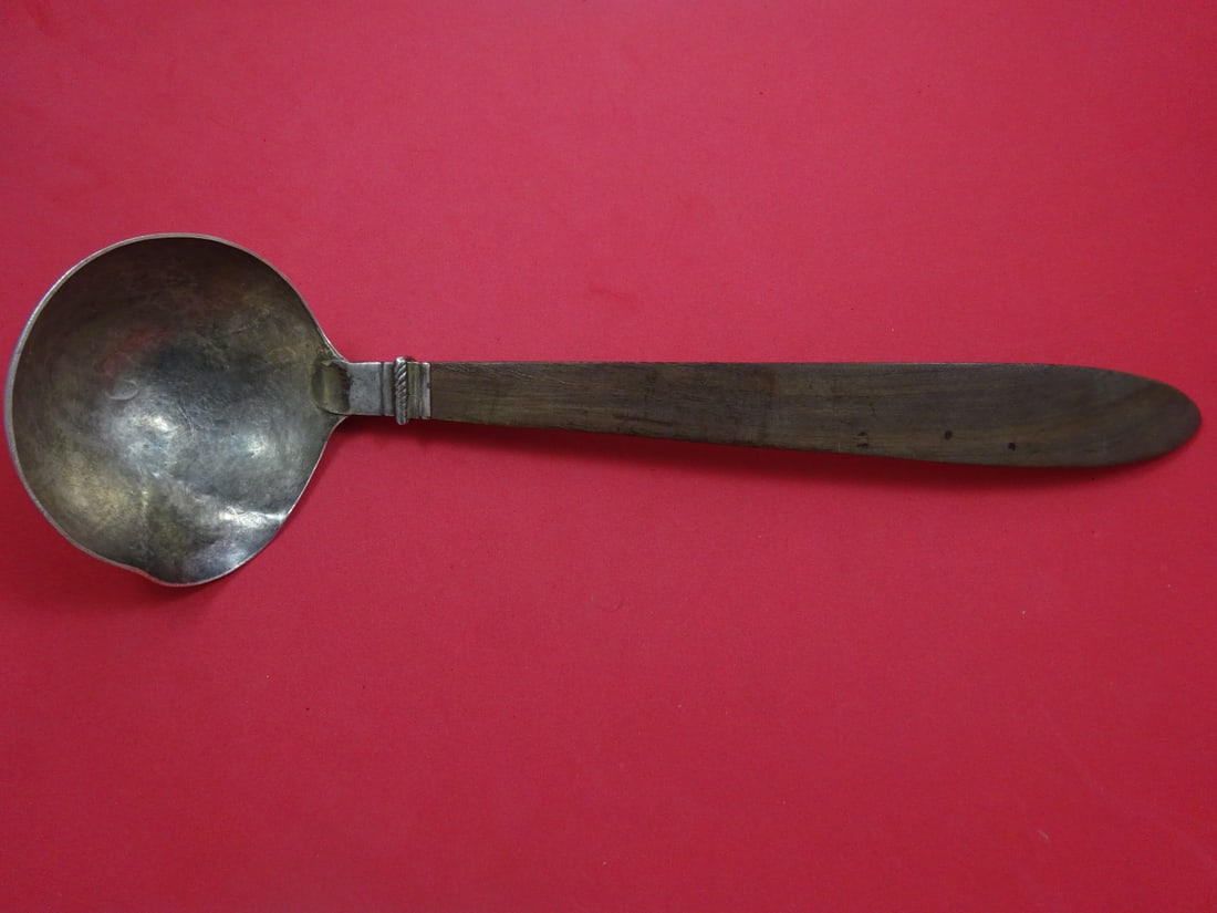 William Spratling Sterling Silver Soup Ladle Teak Handle 13.5 in: William Spratling Sterling Silver Soup Ladle Teak Handle 13.5 in This exquisite soup ladle, crafted by renowned maker William Spratling, features a durable teak handle and is made of high-quality ster