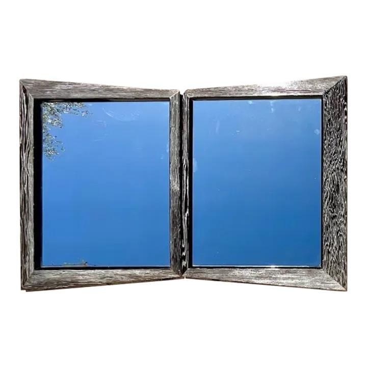 Vintage PostModern Bow Tie Mirrors Set of 2 Black Cerused Finish (1 of 8)