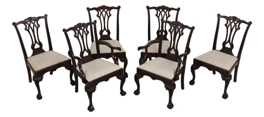 6 Stickley mahogany Chippendale dining chairs Set of 6 (1 of 10)