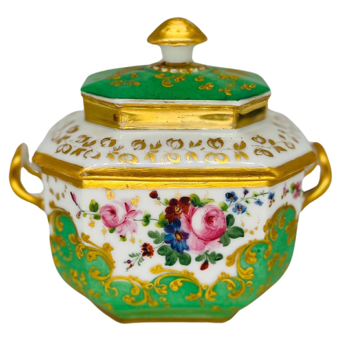 19th Century Old Paris Gilt Floral Enamel Sugar Bowl (1 of 6)