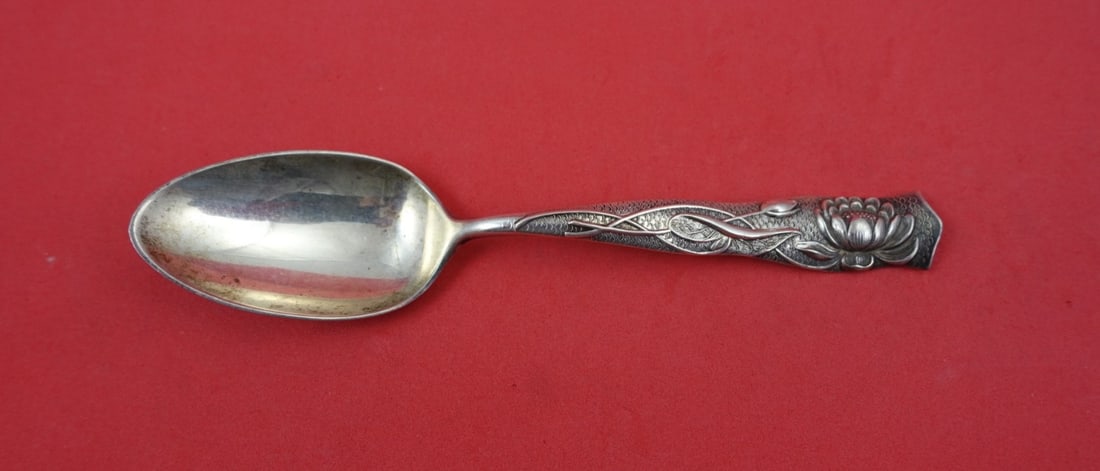 Sterling Silver Flora Pattern Teaspoon with Pond Lily Motif 5 3/4 Inch (1 of 2)