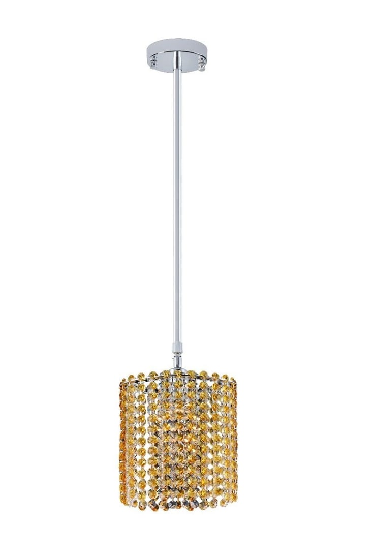 Artistry Oval Pendant Chrome K9 Crystal 1-Light Fixture: Artistry Oval Pendant Chrome K9 Crystal 1-Light Fixture This modern oval pendant chandelier features high-quality yellowish amber K9 crystals set within a chrome-plated frame. Designed for indoor inst