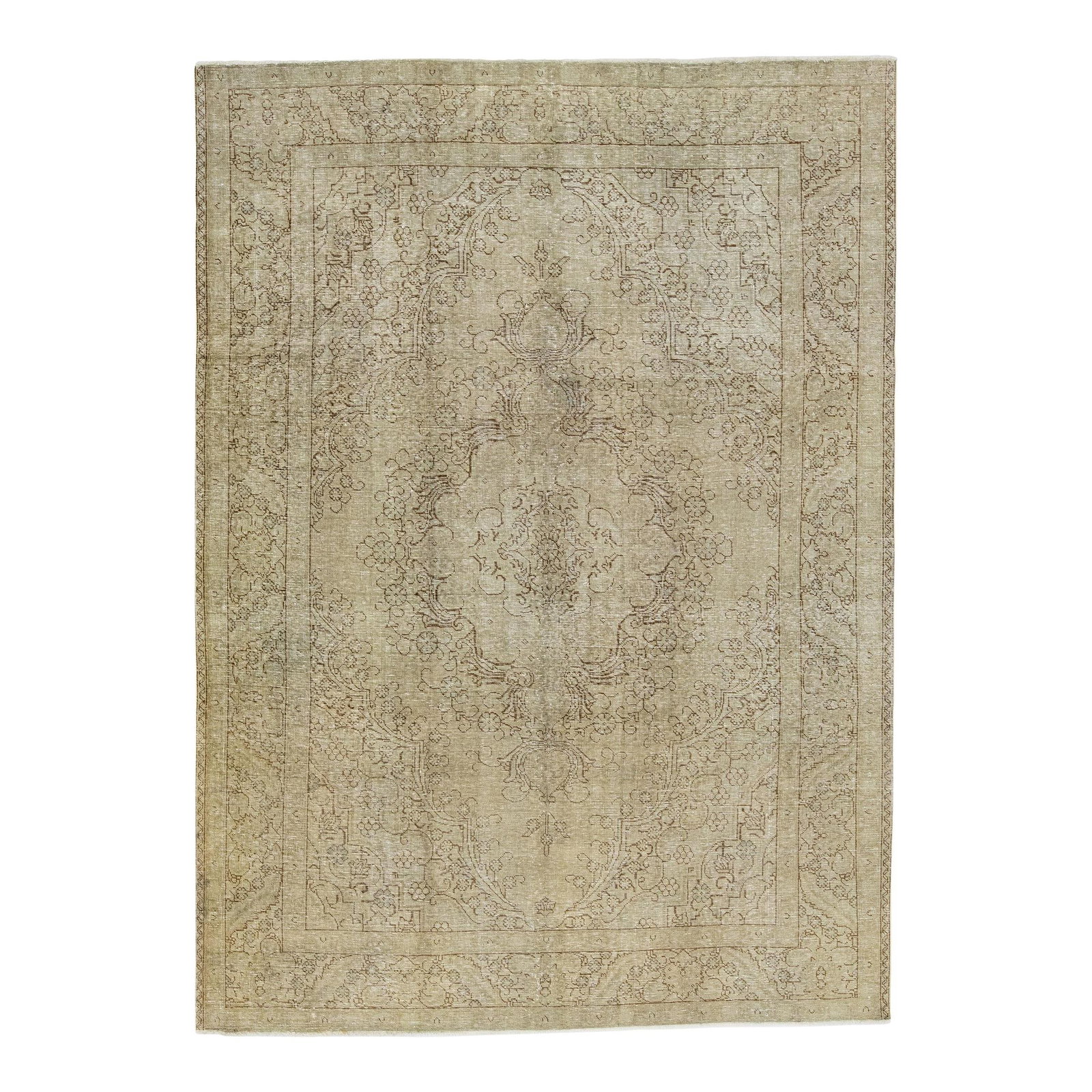 Antique Persian Kerman Hand-Knotted Wool Rug Ivory Floral 7'9 x 10'8 (1 of 7)