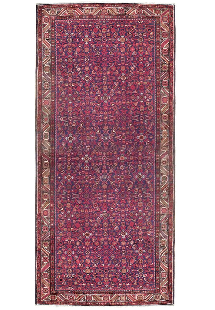 5'5 x 13'6 Red Hand-Knotted Persian Herati Runner Rug: 5'5 x 13'6 Red Hand-Knotted Persian Herati Runner Rug Free continental US Shipping Elevate your space with this stunning 5.5' x 13.6' Red Semi-Antique Persian Herati Runner, handcrafted by skilled Per