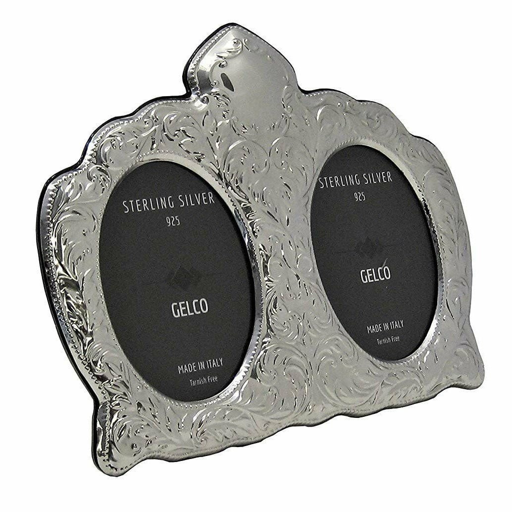Handmade Oval Double Photo Frame in Italian 925 Sterling Silver by Gelco (1 of 2)